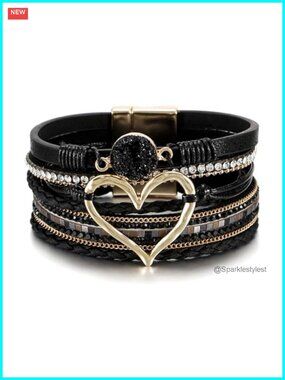 Leather Wrap Bracelet Stacked Cuff Boho Western Jewelry for Women